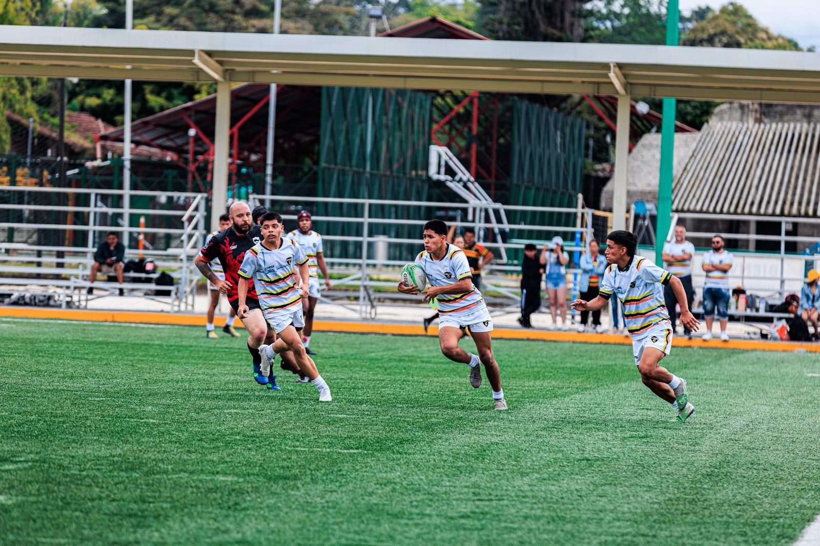 Dynamic Rugby Match with Young Players in Action